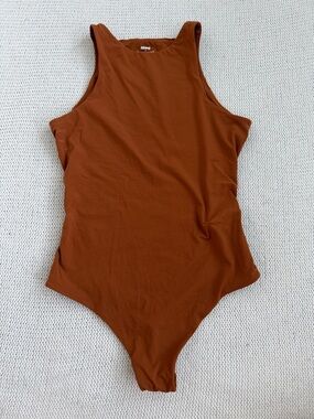 Skims High Neck Ultra Soft Bodysuit Brown/Orange Size Small